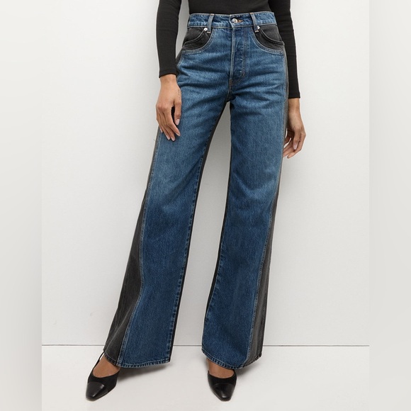 Veronica Beard Taylor Two-Tone Wide-Leg Jean Size 30 - Picture 2 of 11